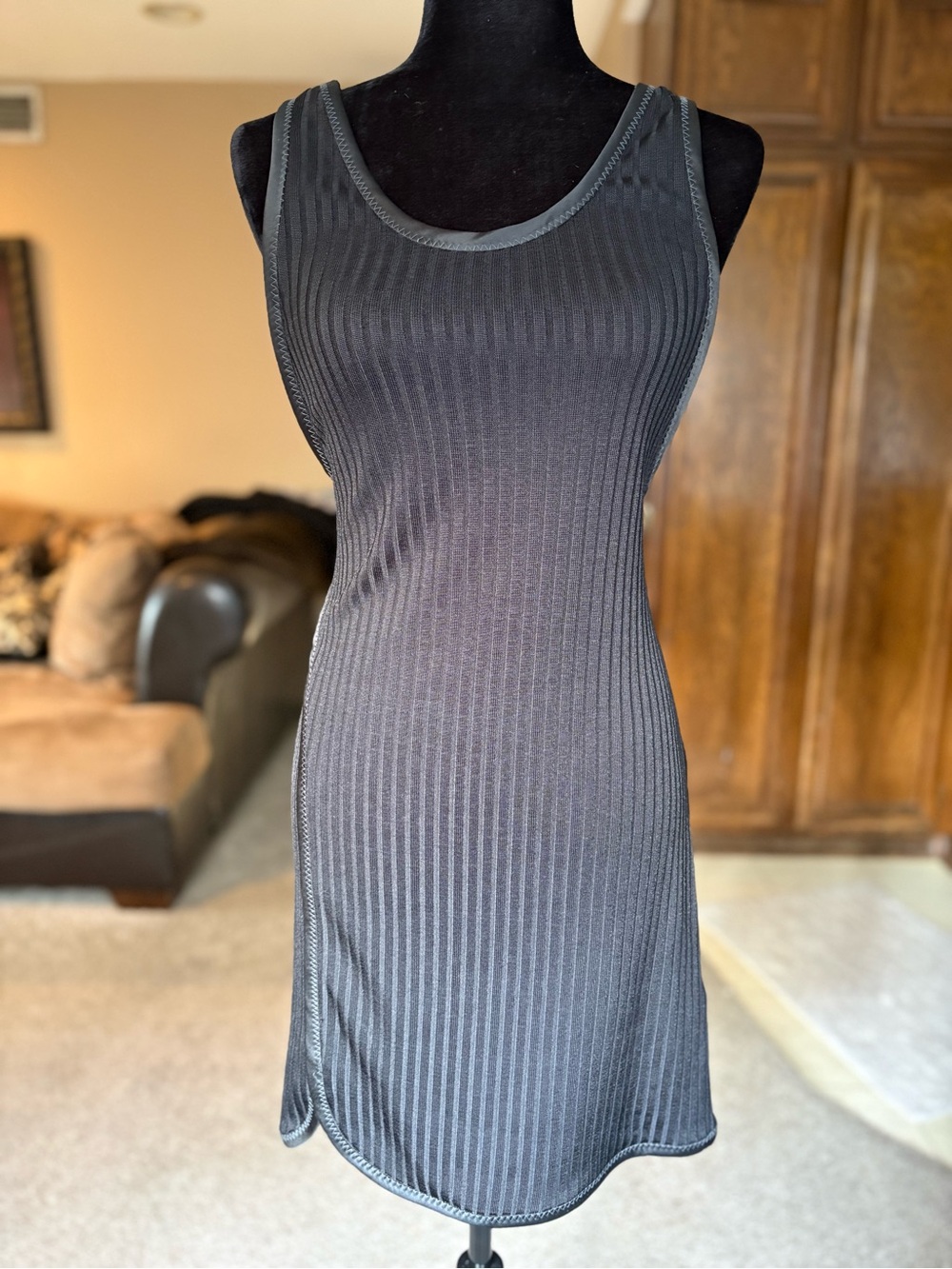 3.1 Phillip Lim Slim Ribbed Tank Mini Dress - Black
